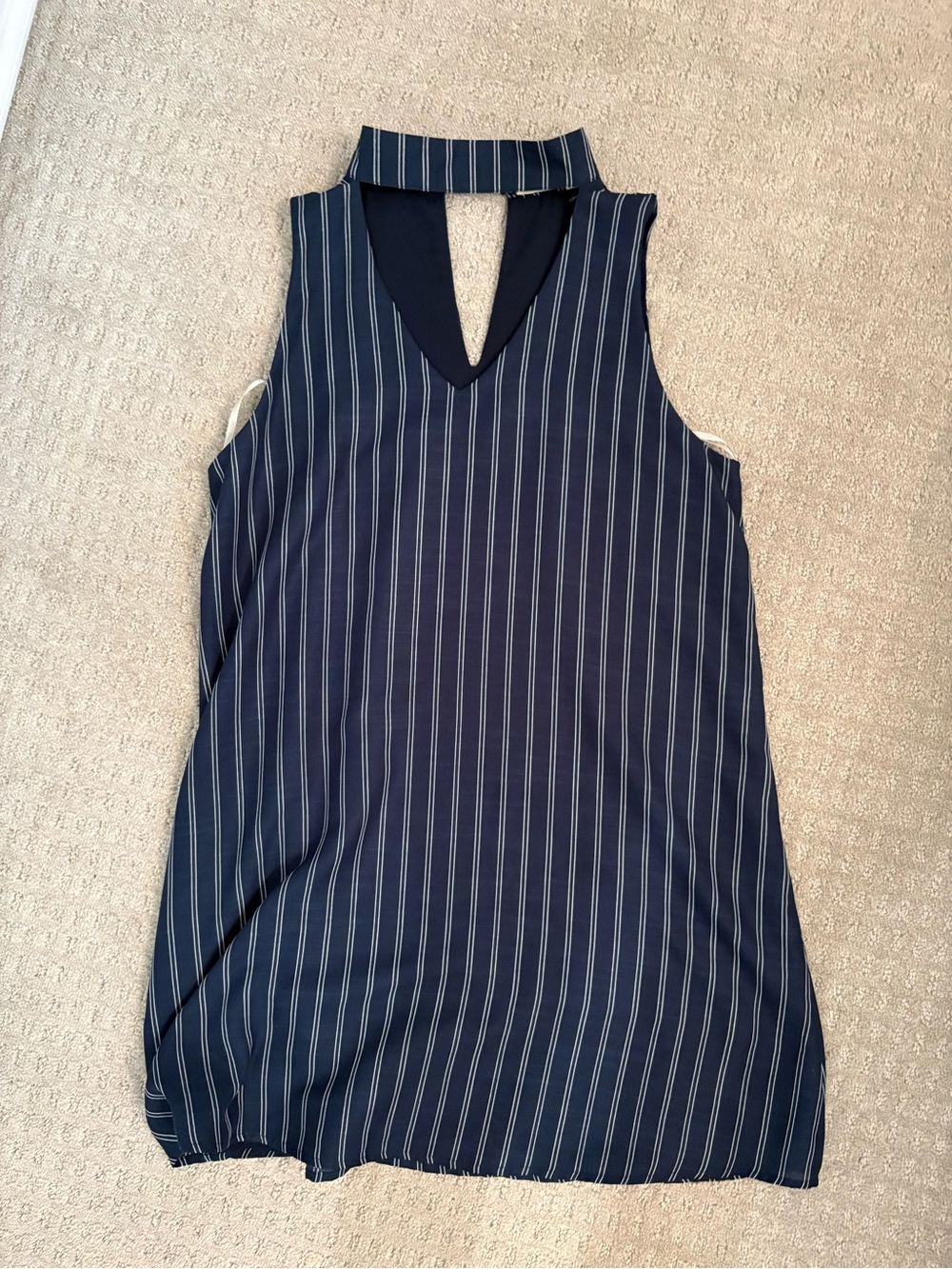 Sweet Wanderer Navy Blue Pinstripe Mini Dress